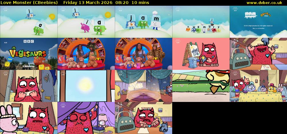 Love Monster (CBeebies) Friday 13 March 2026 08:20 - 08:30