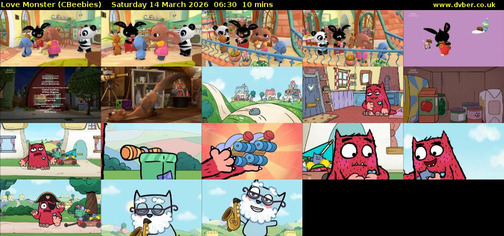 Love Monster (CBeebies) Saturday 14 March 2026 06:30 - 06:40