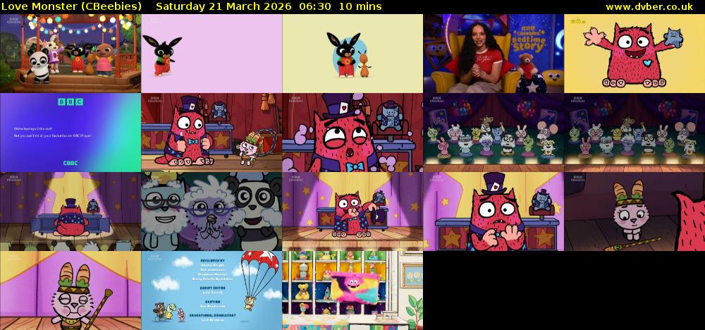 Love Monster (CBeebies) Saturday 21 March 2026 06:30 - 06:40