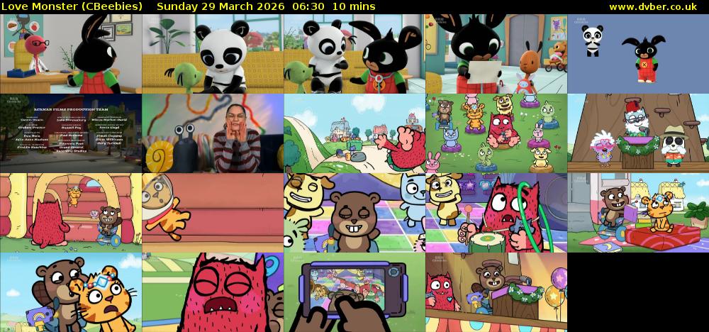 Love Monster (CBeebies) Sunday 29 March 2026 06:30 - 06:40