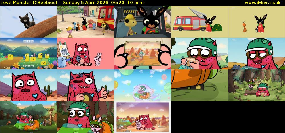 Love Monster (CBeebies) Sunday 5 April 2026 06:20 - 06:30