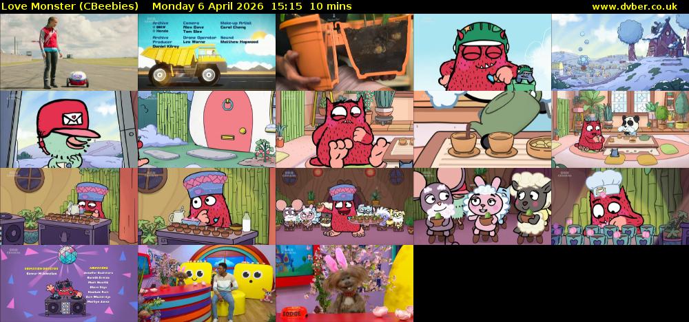 Love Monster (CBeebies) Monday 6 April 2026 15:15 - 15:25