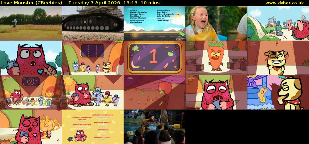Love Monster (CBeebies) Tuesday 7 April 2026 15:15 - 15:25