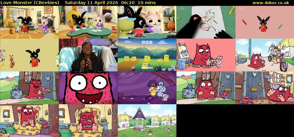 Love Monster (CBeebies) Saturday 11 April 2026 06:20 - 06:30