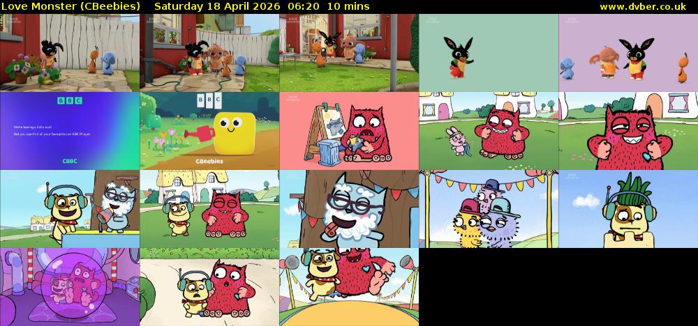 Love Monster (CBeebies) Saturday 18 April 2026 06:20 - 06:30