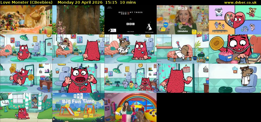 Love Monster (CBeebies) Monday 20 April 2026 15:15 - 15:25