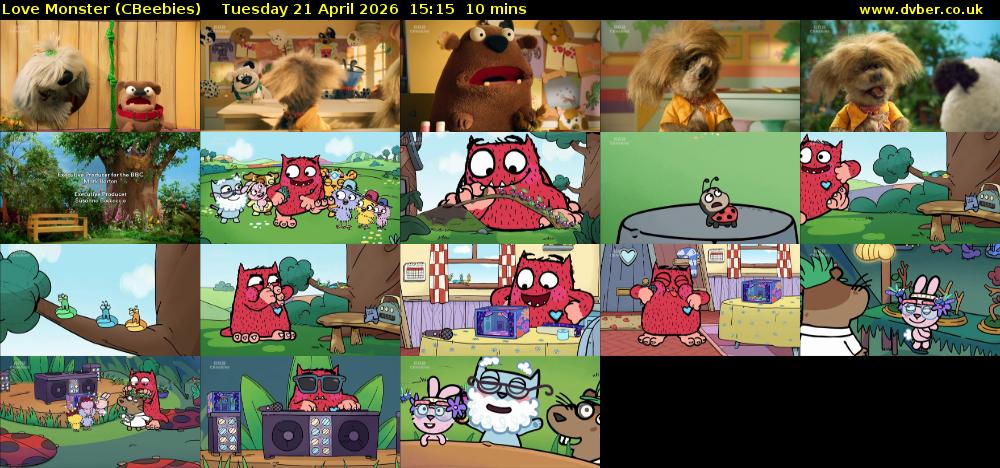 Love Monster (CBeebies) Tuesday 21 April 2026 15:15 - 15:25