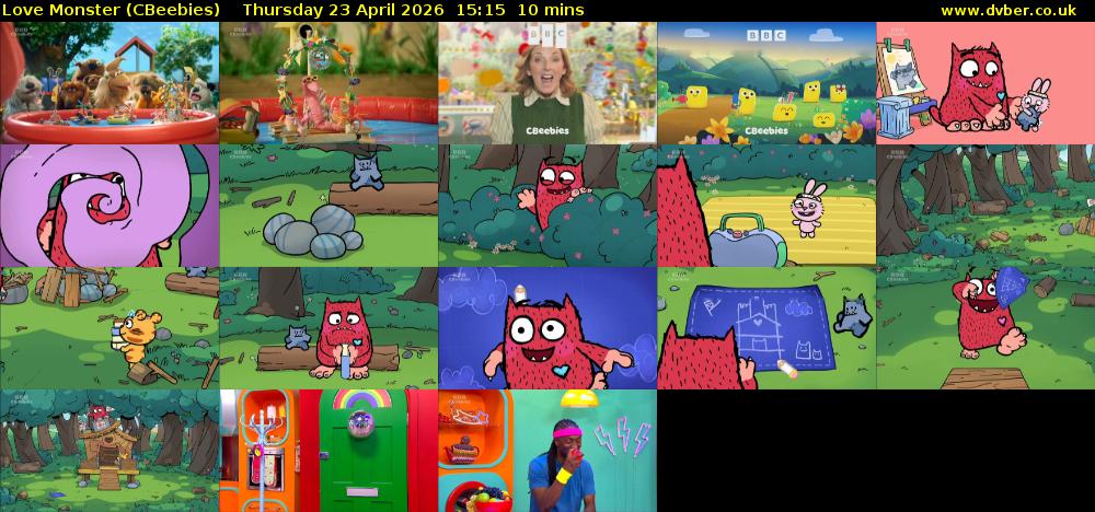 Love Monster (CBeebies) Thursday 23 April 2026 15:15 - 15:25