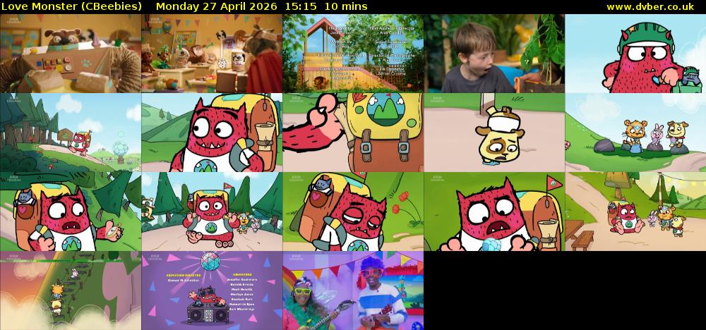 Love Monster (CBeebies) Monday 27 April 2026 15:15 - 15:25