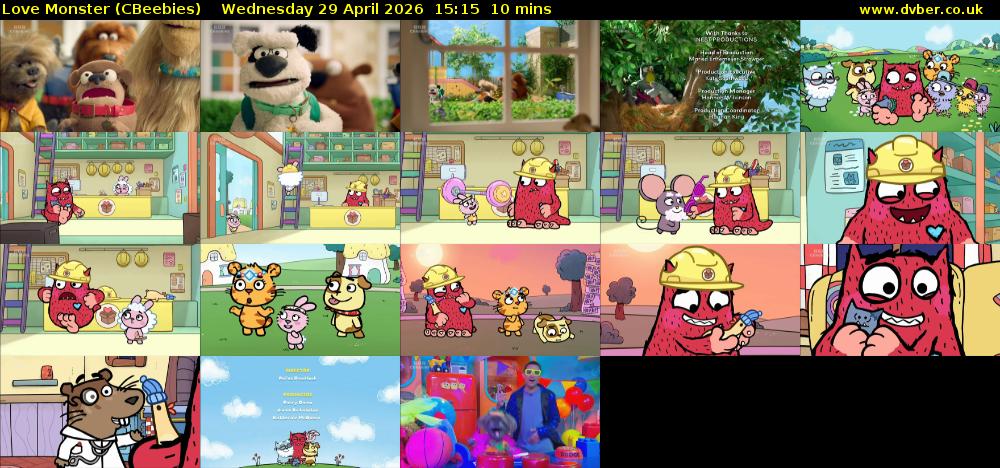 Love Monster (CBeebies) Wednesday 29 April 2026 15:15 - 15:25