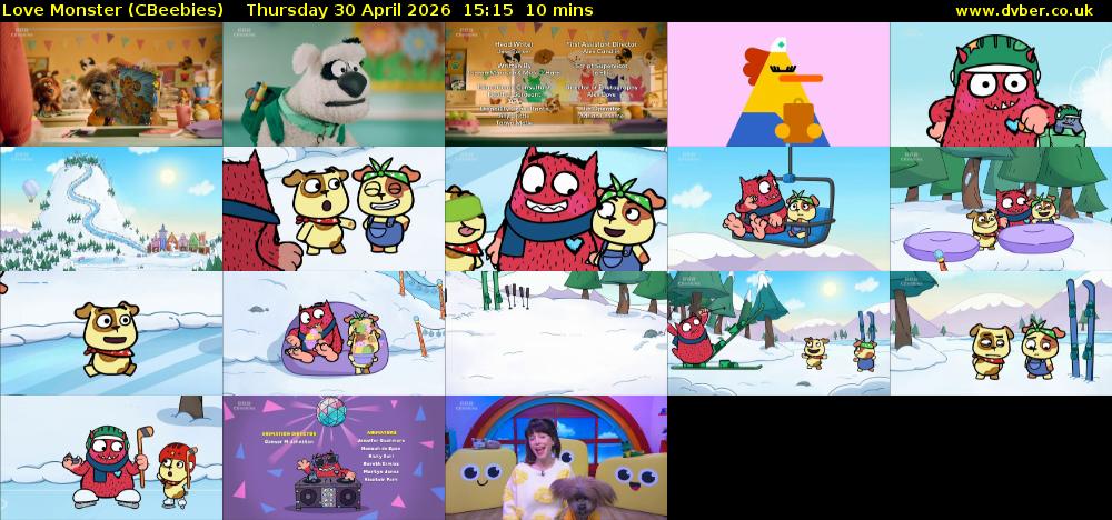 Love Monster (CBeebies) Thursday 30 April 2026 15:15 - 15:25