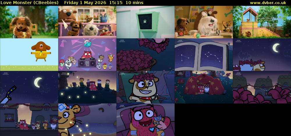 Love Monster (CBeebies) Friday 1 May 2026 15:15 - 15:25