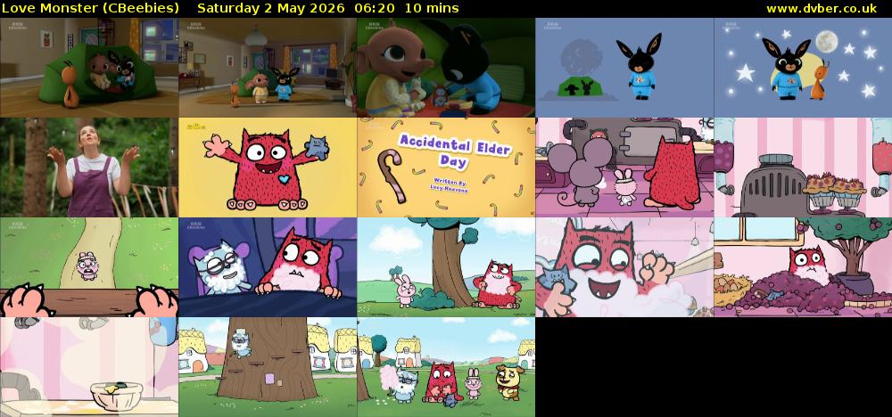 Love Monster (CBeebies) Saturday 2 May 2026 06:20 - 06:30