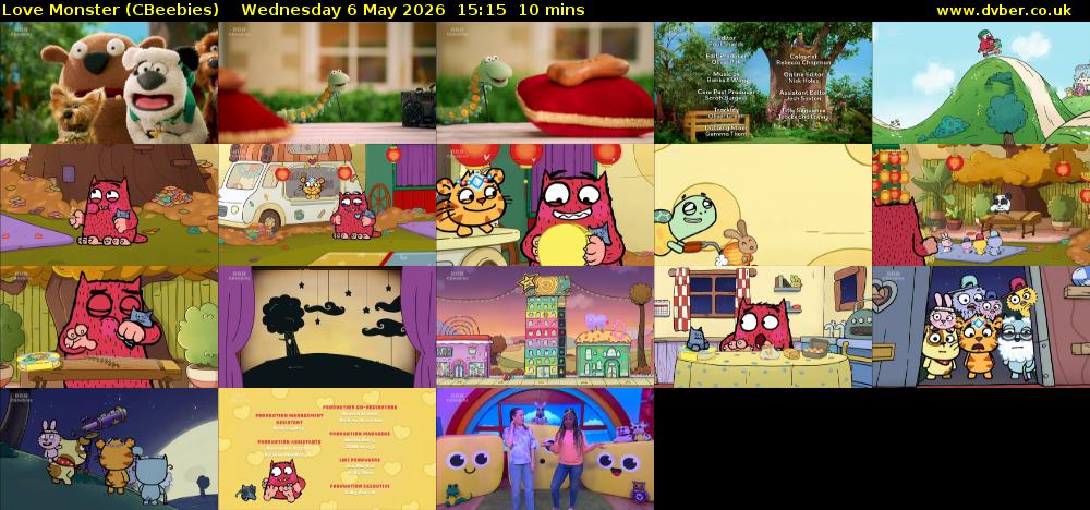 Love Monster (CBeebies) Wednesday 6 May 2026 15:15 - 15:25