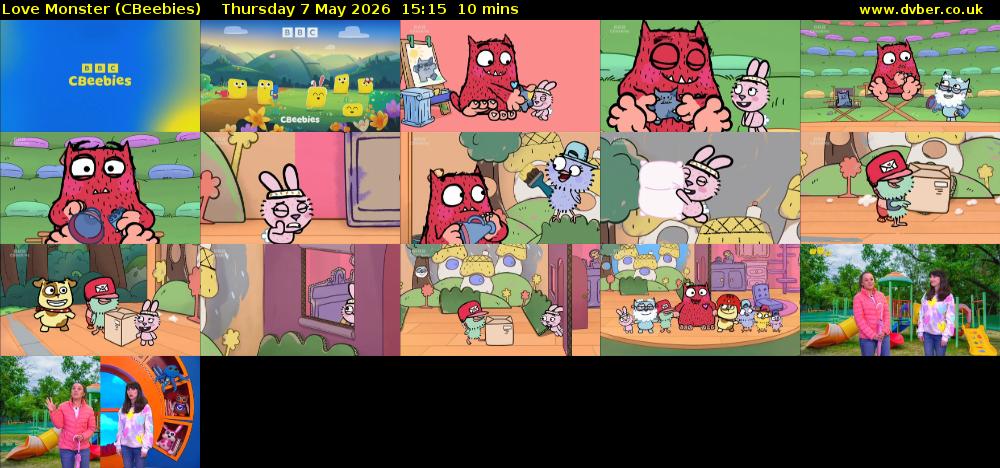Love Monster (CBeebies) Thursday 7 May 2026 15:15 - 15:25