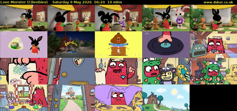 Love Monster (CBeebies) Saturday 9 May 2026 06:20 - 06:30