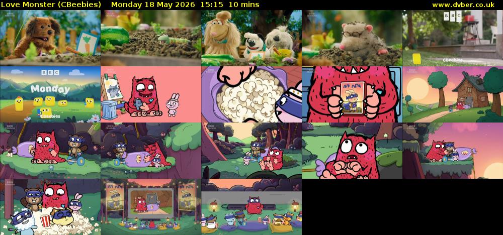 Love Monster (CBeebies) Monday 18 May 2026 15:15 - 15:25