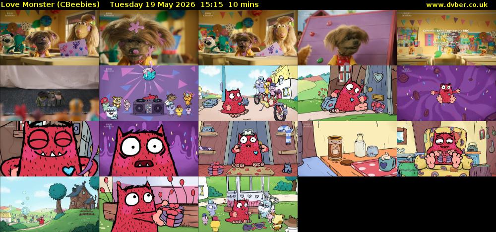 Love Monster (CBeebies) Tuesday 19 May 2026 15:15 - 15:25