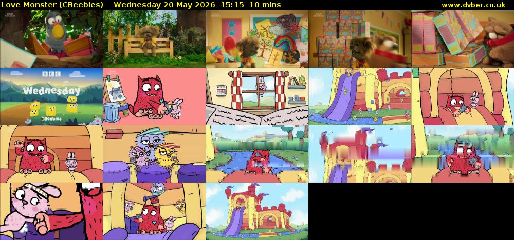 Love Monster (CBeebies) Wednesday 20 May 2026 15:15 - 15:25