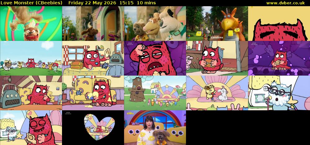 Love Monster (CBeebies) Friday 22 May 2026 15:15 - 15:25