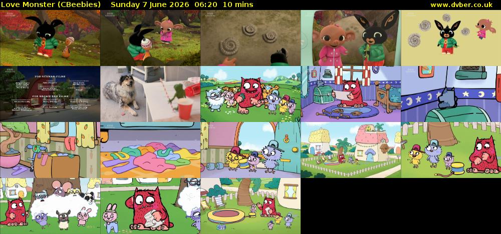 Love Monster (CBeebies) Sunday 7 June 2026 06:20 - 06:30