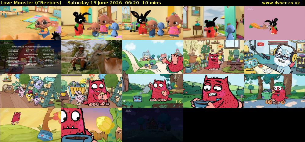 Love Monster (CBeebies) Saturday 13 June 2026 06:20 - 06:30