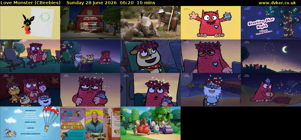 Love Monster (CBeebies) Sunday 28 June 2026 06:20 - 06:30