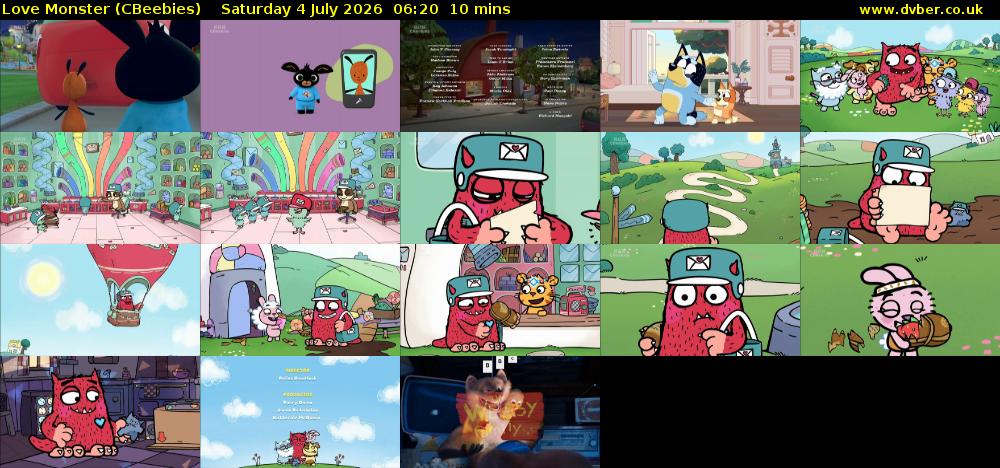 Love Monster (CBeebies) Saturday 4 July 2026 06:20 - 06:30