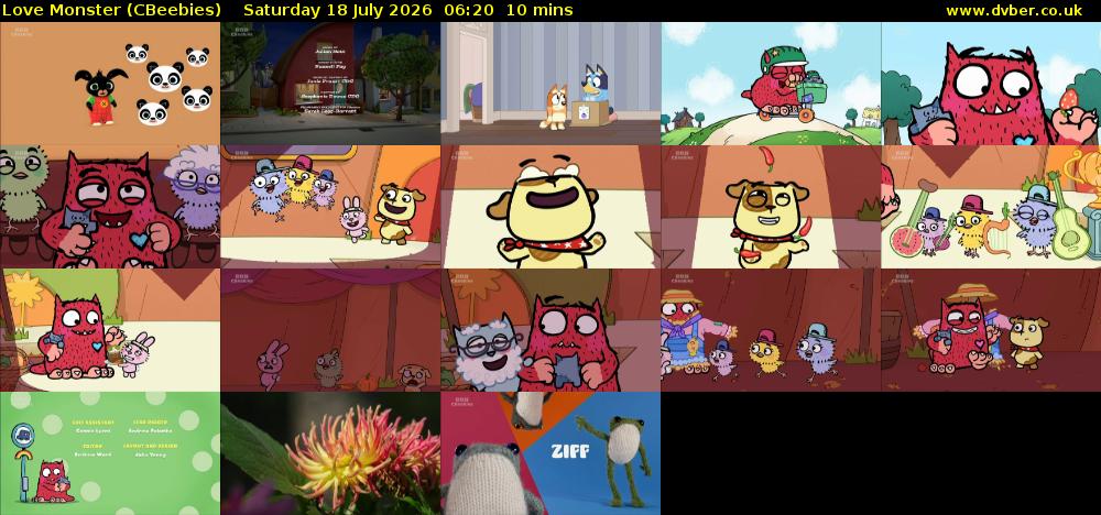 Love Monster (CBeebies) Saturday 18 July 2026 06:20 - 06:30