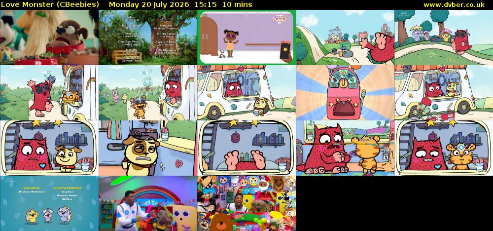Love Monster (CBeebies) Monday 20 July 2026 15:15 - 15:25