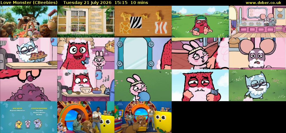 Love Monster (CBeebies) Tuesday 21 July 2026 15:15 - 15:25
