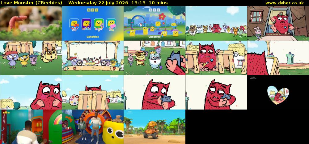 Love Monster (CBeebies) Wednesday 22 July 2026 15:15 - 15:25
