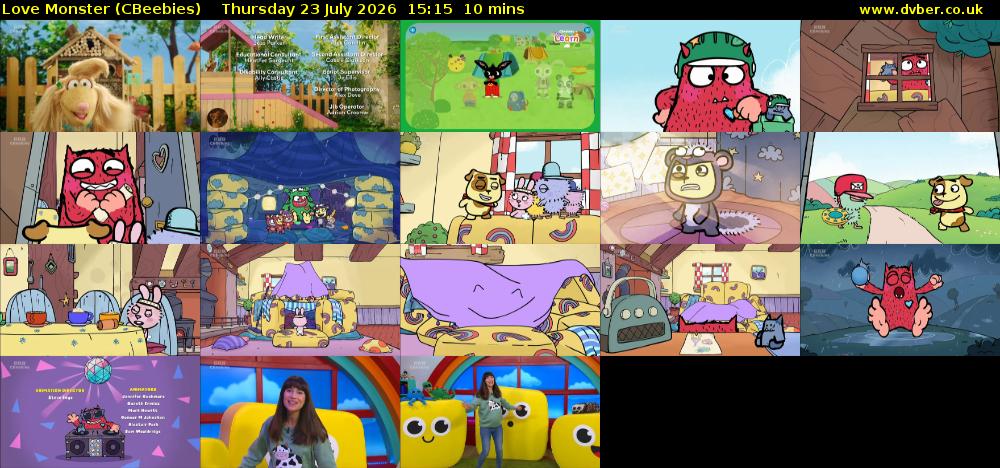 Love Monster (CBeebies) Thursday 23 July 2026 15:15 - 15:25