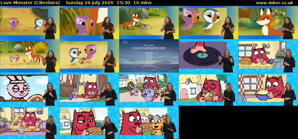 Love Monster (CBeebies) Sunday 26 July 2026 15:30 - 15:40