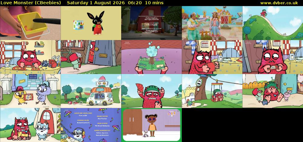 Love Monster (CBeebies) Saturday 1 August 2026 06:20 - 06:30