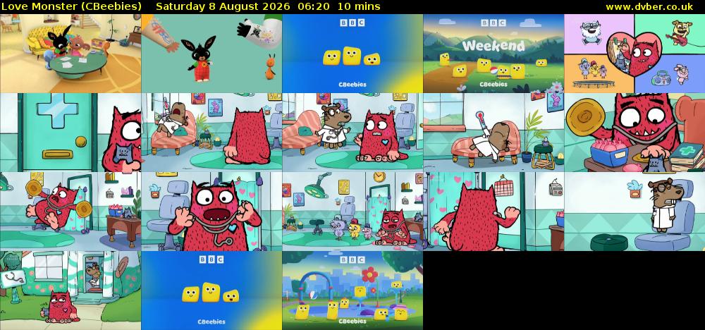 Love Monster (CBeebies) Saturday 8 August 2026 06:20 - 06:30