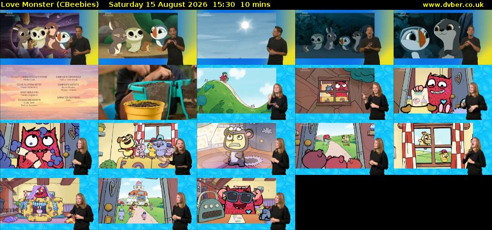 Love Monster (CBeebies) Saturday 15 August 2026 15:30 - 15:40