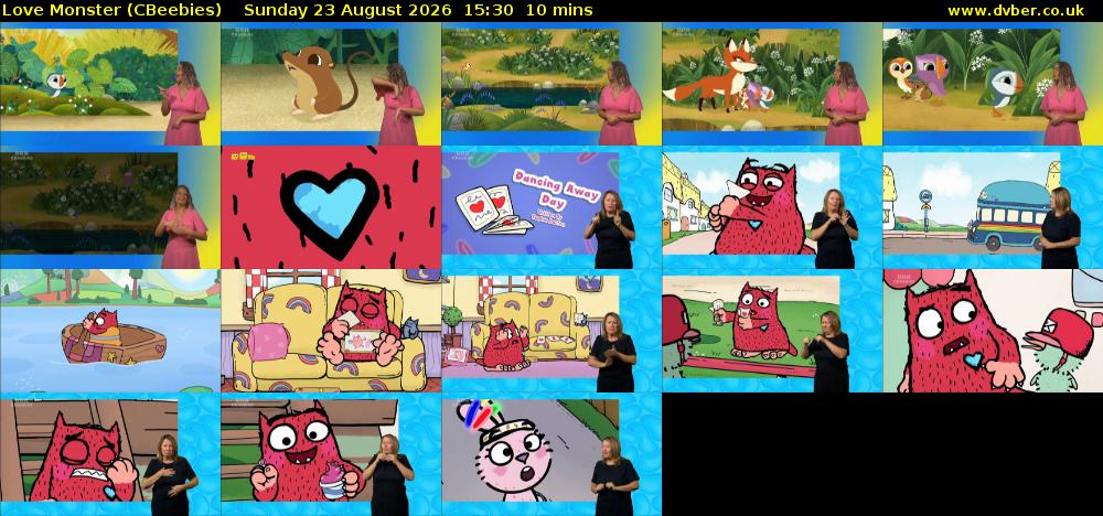 Love Monster (CBeebies) Sunday 23 August 2026 15:30 - 15:40
