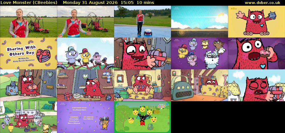 Love Monster (CBeebies) Monday 31 August 2026 15:05 - 15:15