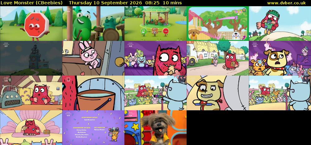 Love Monster (CBeebies) Thursday 10 September 2026 08:25 - 08:35