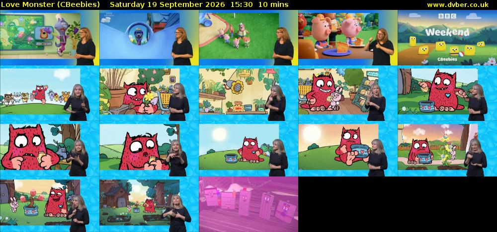 Love Monster (CBeebies) Saturday 19 September 2026 15:30 - 15:40