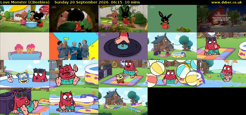 Love Monster (CBeebies) Sunday 20 September 2026 06:15 - 06:25