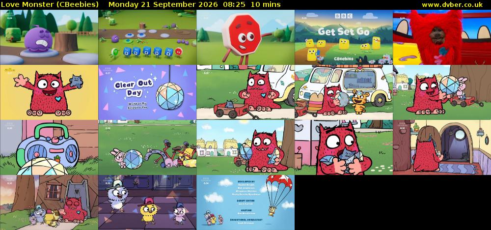 Love Monster (CBeebies) Monday 21 September 2026 08:25 - 08:35