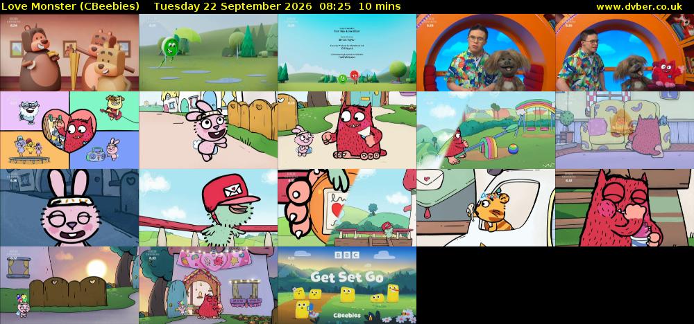 Love Monster (CBeebies) Tuesday 22 September 2026 08:25 - 08:35
