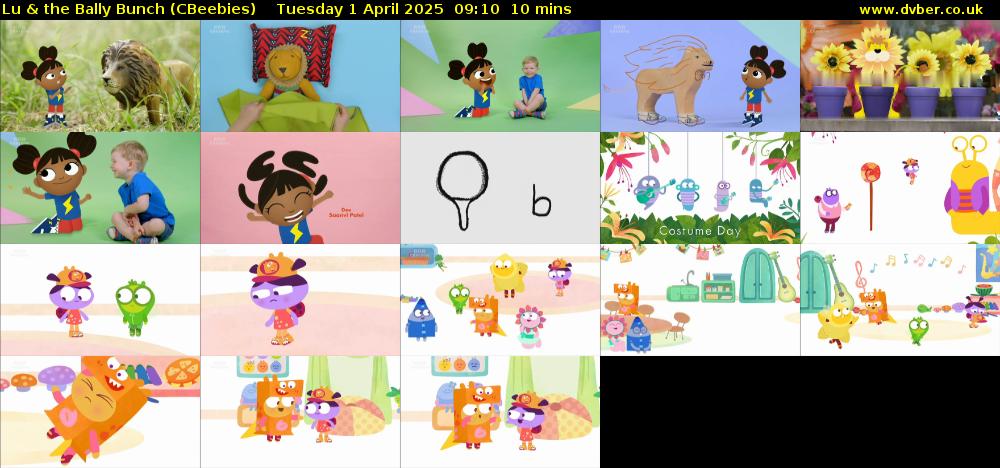 Lu & the Bally Bunch (CBeebies) Tuesday 1 April 2025 09:10 - 09:20