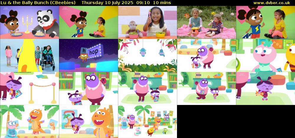 Lu & the Bally Bunch (CBeebies) Thursday 10 July 2025 09:10 - 09:20