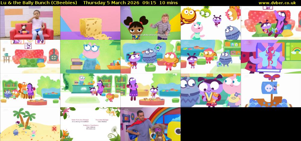 Lu & the Bally Bunch (CBeebies) Thursday 5 March 2026 09:15 - 09:25