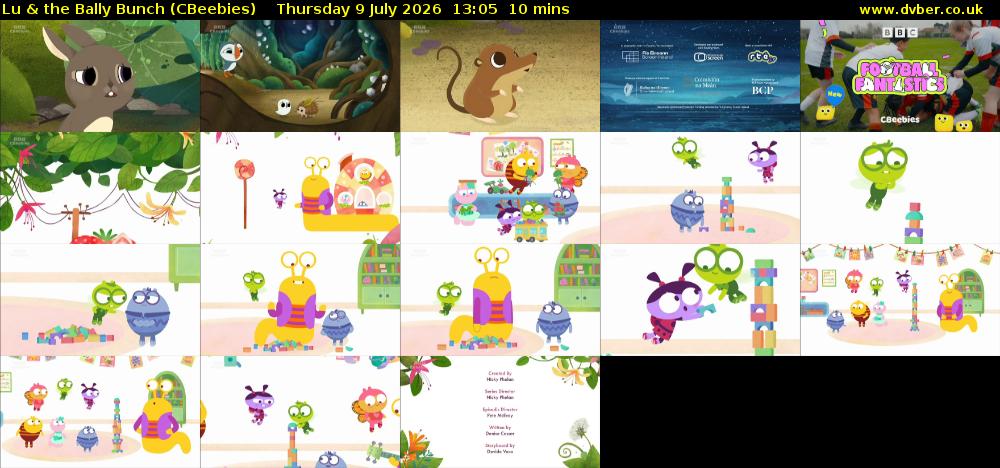 Lu & the Bally Bunch (CBeebies) Thursday 9 July 2026 13:05 - 13:15