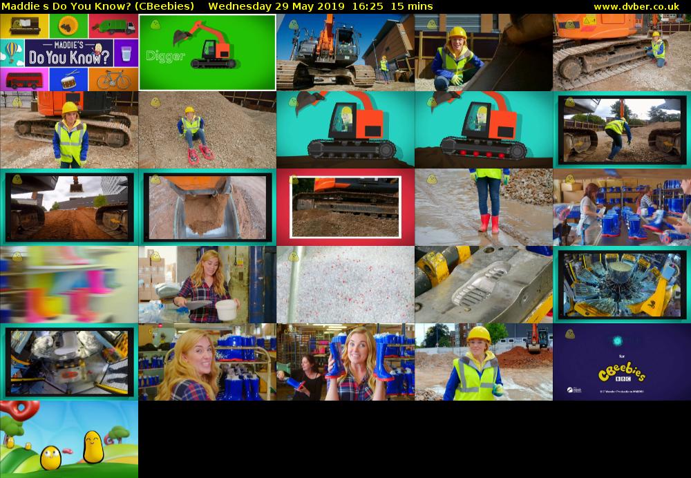 Maddies Do You Know? (CBeebies) Wednesday 29 May 2019 16:25 - 16:40