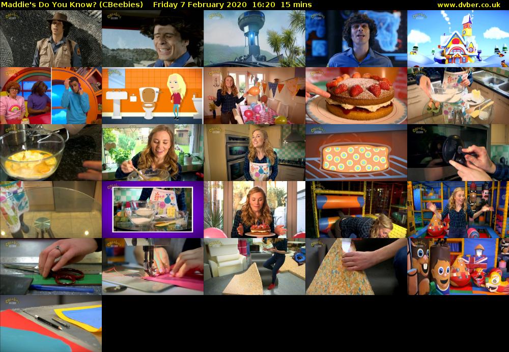 Maddie's Do You Know? (CBeebies) Friday 7 February 2020 16:20 - 16:35